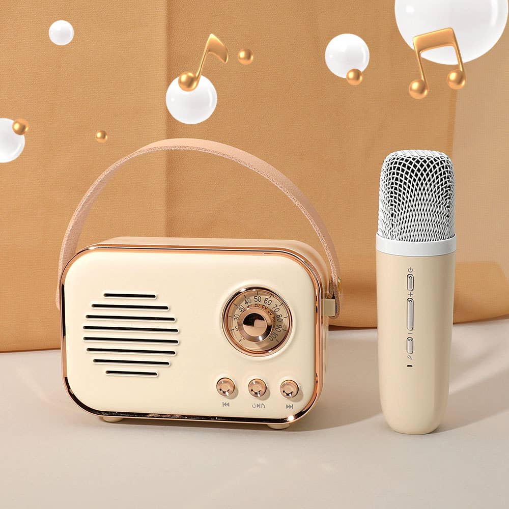 Mini Retro Karaoke Machine Bluetooth Speaker with Microphone