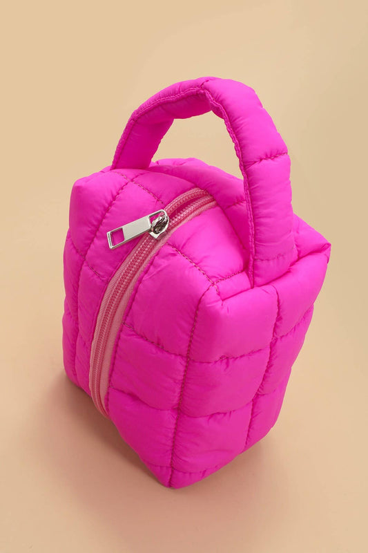 QUILTED PUFFY COSMETIC MAKEUP POUCH