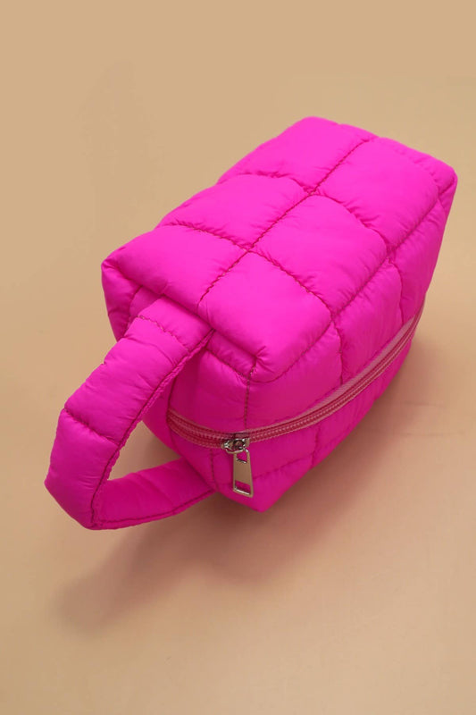QUILTED PUFFY COSMETIC MAKEUP POUCH