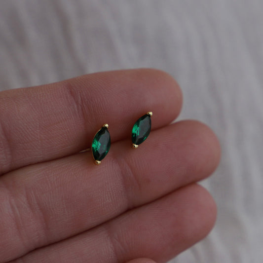 MARQUISE CZ EMERALD STUDS