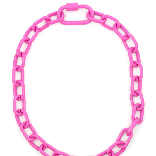 Luxe Link Enamel Chain Necklace, Pink