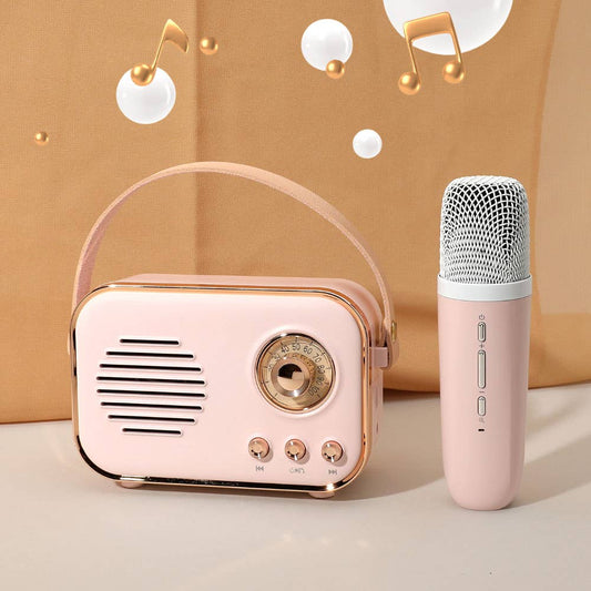 Mini Retro Karaoke Machine Bluetooth Speaker with Microphone