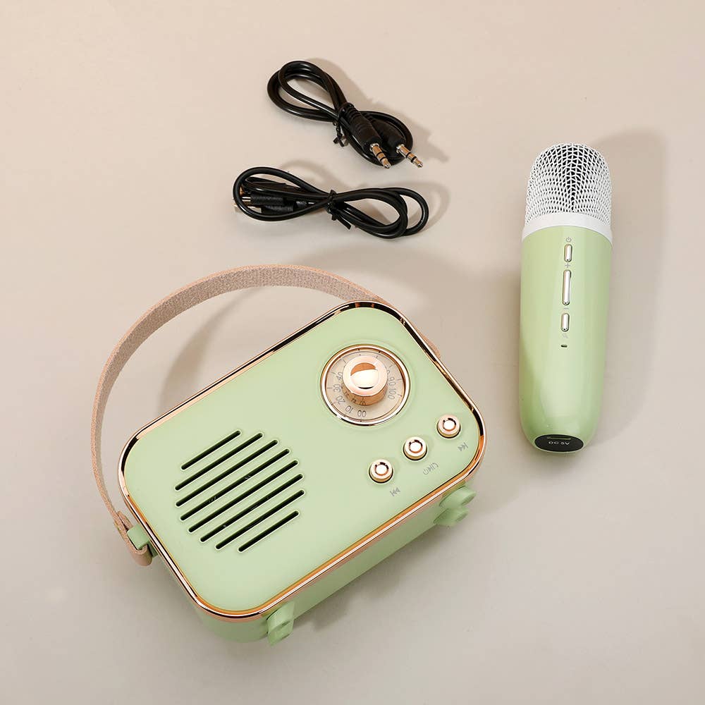 Mini Retro Karaoke Machine Bluetooth Speaker with Microphone